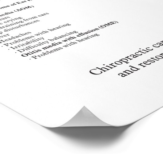 Chiropraktische zorg voor otitis Media Oorinfectie Poster (Hoek)