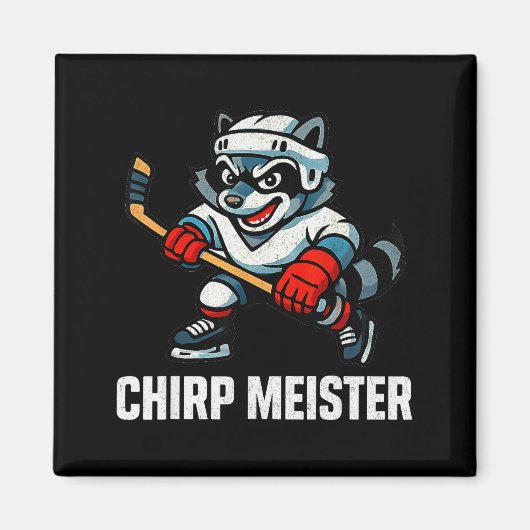 Chirp Meister Funny Hockey Raccoon Traalker  Magneet (Voorkant)