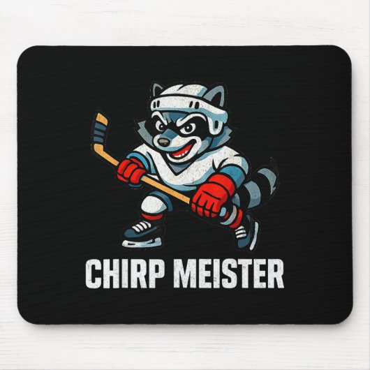 Chirp Meister Funny Hockey Raccoon Traalker Muismat (Voorkant)