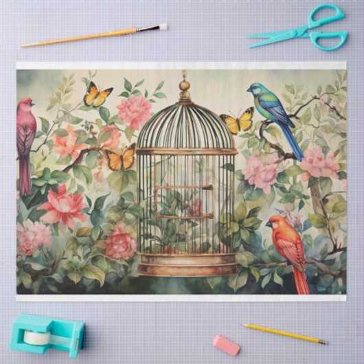 Chirping Melodieën: Vogelkooi Decoupage Tissuepapier (Craft)