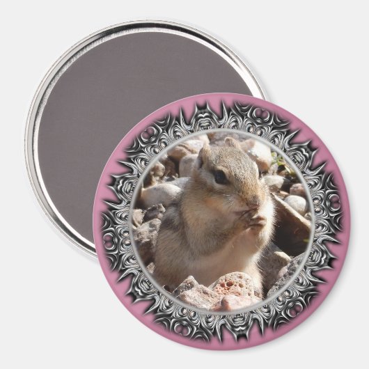 Chirpy Chipmunk Magnet (rand met messen) (Voorkant / Achterkant)