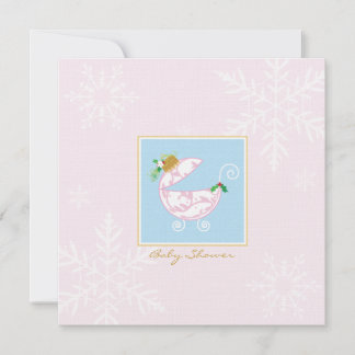 Chirstmas Bulb Carriage Baby shower Invitation Kaart
