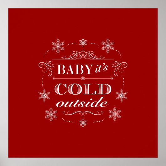 Chirstmas of Apres-Ski Red en witte sneeuwvlokken Poster (Voorkant)