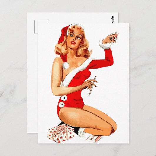 Chirstmas Pin-Up Briefkaart (Voorkant / Achterkant)