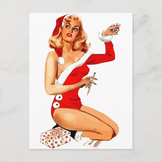 Chirstmas Pin-Up Briefkaart (Voorkant)