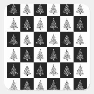 Chirstmas Tree Chess Vierkante Sticker
