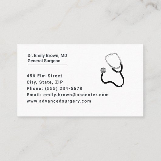 Chirurg Arts Medisch professional Visitekaartje (Achterkant)