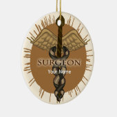 Chirurg Caduceus Premium Vierkante Ornament (Rechts)