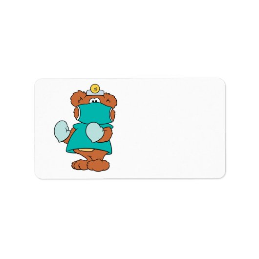 chirurg dokter teddybeer ontwerp etiket (Voorkant)