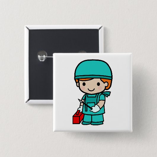 chirurgen vierkante button 5,1 cm (Voorkant /achterkant)