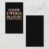 Chirurgie Uterus Verwijdering Hysterectomie Herste Visitekaartje (Voorkant / Achterkant)