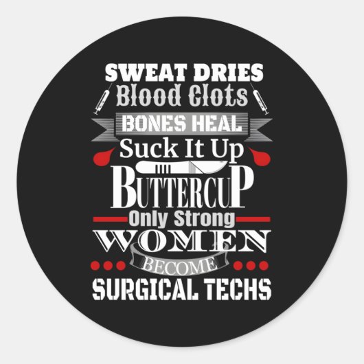 Chirurgisch Technicus Surg Tech of Scrub Tech Ronde Sticker (Voorkant)