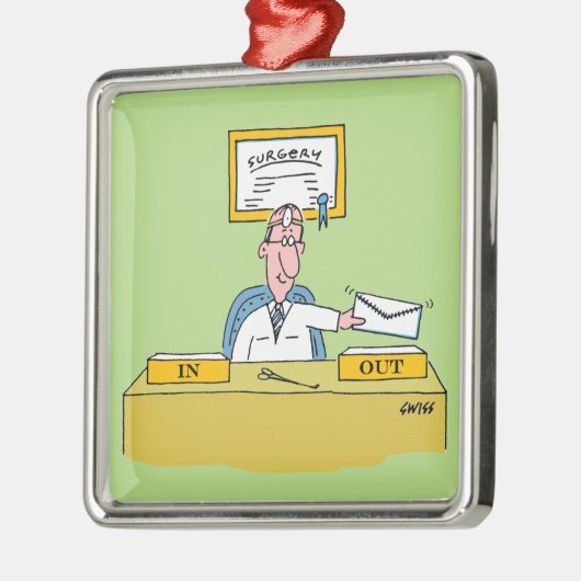 Chirurgische Cartoon Funny kerstboomversiering Metalen Ornament (Links)
