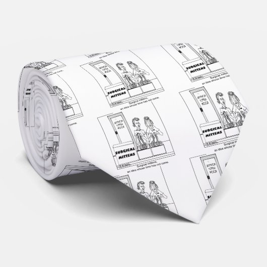 Chirurgische Cartoon van het Mittens-ziekenhuis Stropdas (Opgerold)