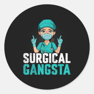 Chirurgische Gangsta Chirurgisch Tech Technoloog K Ronde Sticker