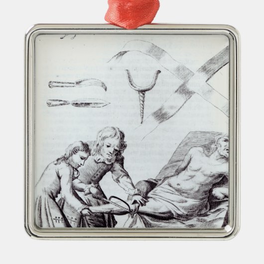 Chirurgische ingreep om een been te amputeren metalen ornament (Voorkant)