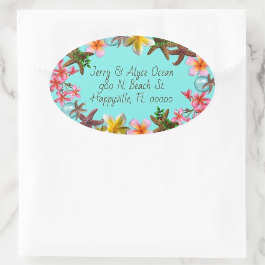 Chirurgische kerststaartwAdres Tropische bloemen Ovale Sticker (Tas)