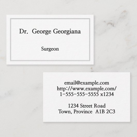  chirurgische Visitekaartje (Voorkant / Achterkant)