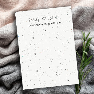 CHISCHE WIT TERRAZZO TEXTURE 3 EARING DISPLAY LOGO VISITEKAARTJE