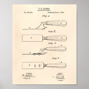 Chisel 1889 Patent Art Old Peper van Carpenter Poster