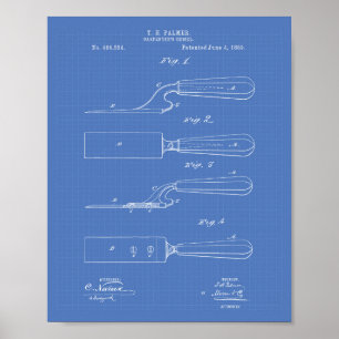 Chisel 1889 van Carpenter Patent Art Blueprint Poster
