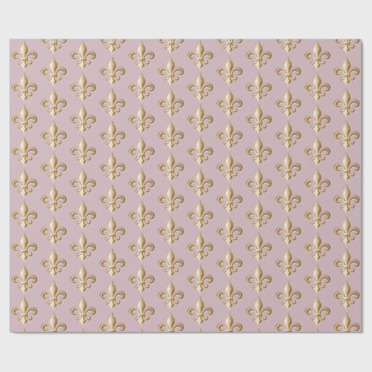 Chiseled Gold Gradient Heraldic Fleur de lis Roos Cadeaupapier (Vlak)