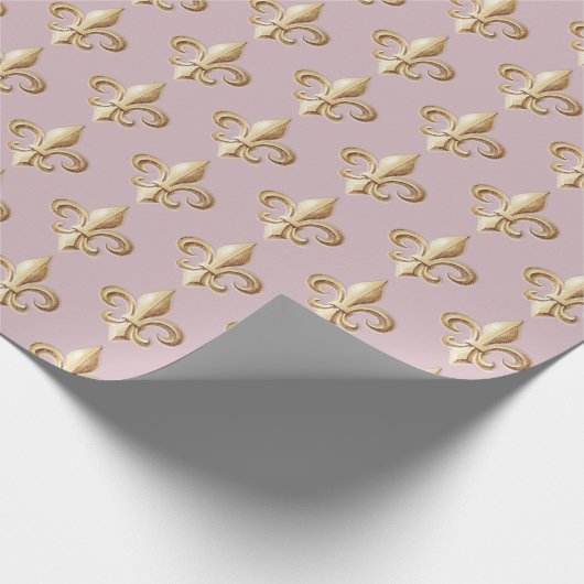 Chiseled Gold Gradient Heraldic Fleur de lis Roos Cadeaupapier (Hoek)