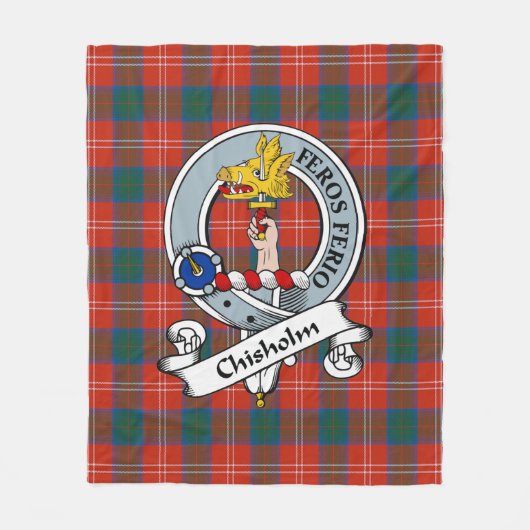 Chisholm Ancient Clan Badge Tartan Pset Fleece Deken (Voorkant)