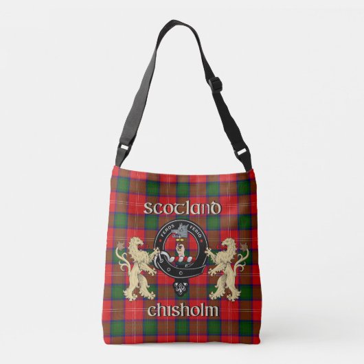 Chisholm Clan Badge & Tartan Crossbody Tas (Achterkant)