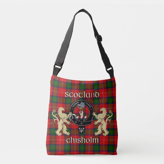 Chisholm Clan Badge & Tartan Crossbody Tas (Voorkant)