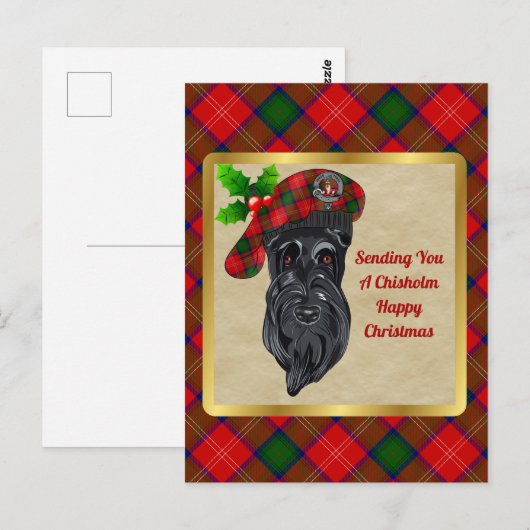 Chisholm Clan Badge & Tartan Kerstmis Briefkaart (Voorkant / Achterkant)