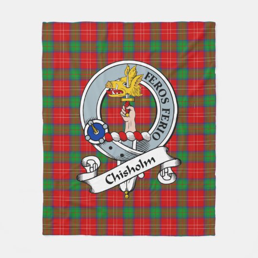 Chisholm Clan Badge Tartan Pset Fleece Deken (Voorkant)