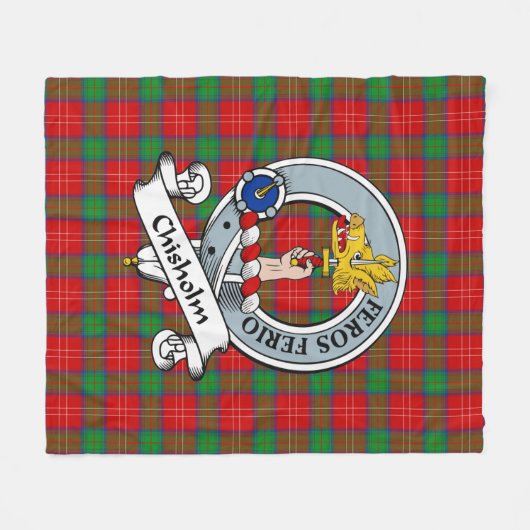 Chisholm Clan Badge Tartan Pset Fleece Deken (Voorkant (Horizontaal))
