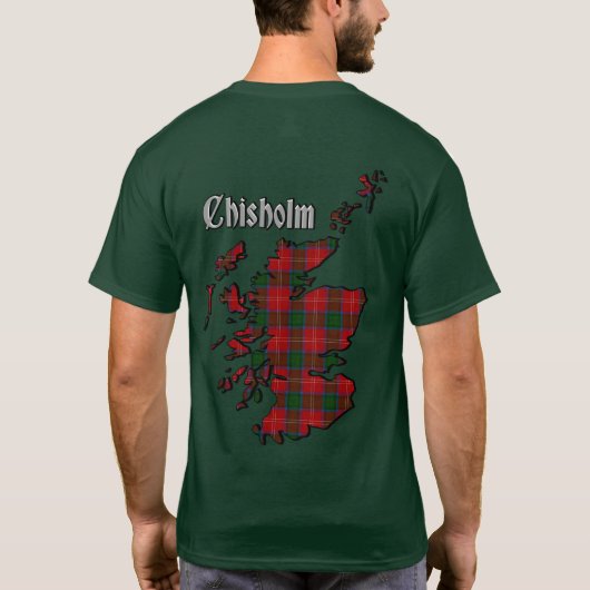 Chisholm Clan Badge & Tartan w/Motto T-shirt (Achterkant)