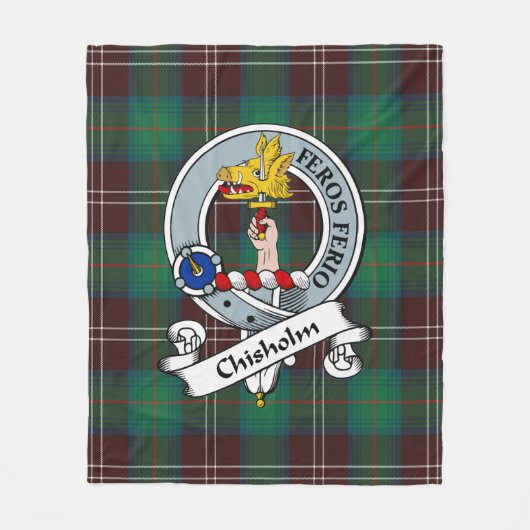 Chisholm Hunting Ancient Clan Badge Tartan Pset Fleece Deken (Voorkant)
