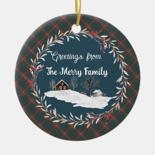 Chisholm Hunting Ancient Original Scottish Tartan Keramisch Ornament (Voorkant)