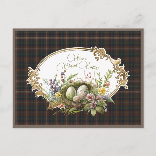 Chisholm Hunting Modern Schotse Tartan Pasen Feestdagenkaart (Voorkant)