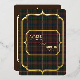 Chisholm Hunting Tartan Gouden Folie Folie Uitnodiging