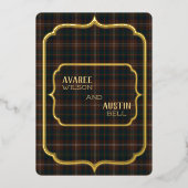 Chisholm Hunting Tartan Gouden Folie Folie Uitnodiging (Voorkant)