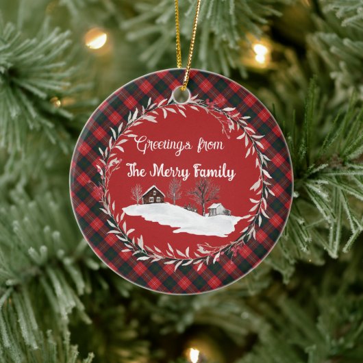 Chisholm Modern Original Scottish Tartan Keramisch Ornament (Boom)