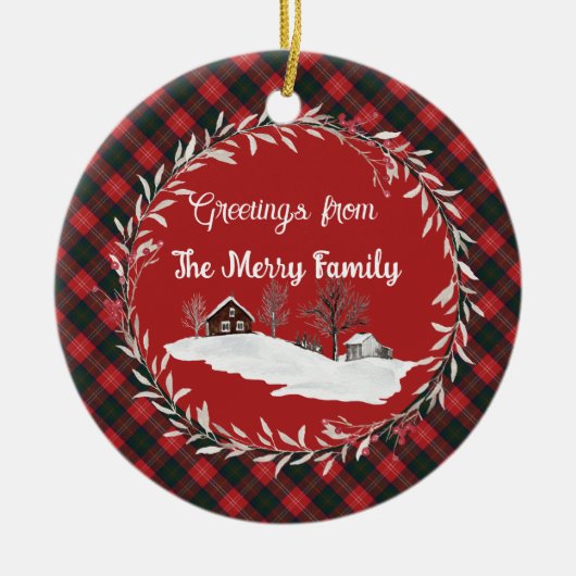 Chisholm Modern Original Scottish Tartan Keramisch Ornament (Voorkant)