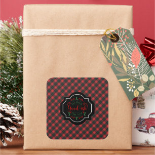 Chisholm Modern Schotse Tartan Kerstmis Vierkante Sticker