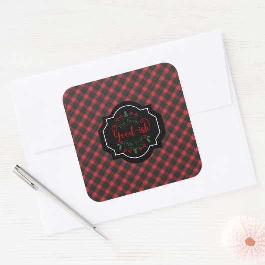 Chisholm Modern Scottish Tartan Christmas Vierkante Sticker (Envelop)