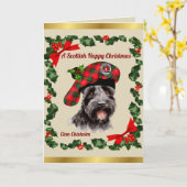 Chisholm Scottie Dog Gepersonaliseerde Kerstmis Kaart (Gele Bloem)