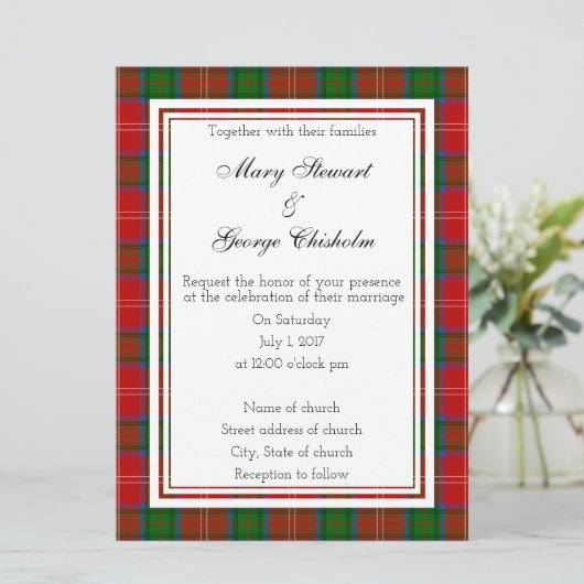 Chisholm Scottish Wedding Invitation Kaart (Staand voorkant)