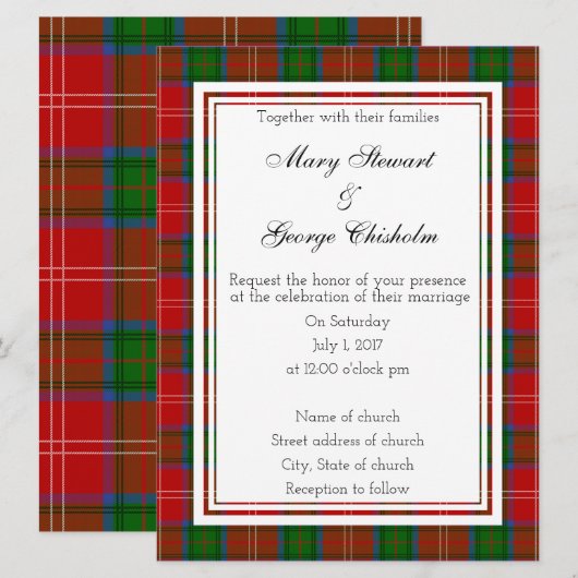 Chisholm Scottish Wedding Invitation Kaart (Voorkant / Achterkant)