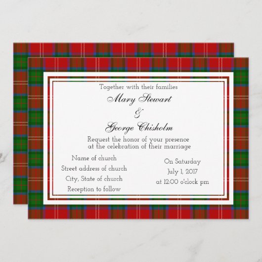 Chisholm Scottish Wedding Invitation Kaart (Voorkant / Achterkant)