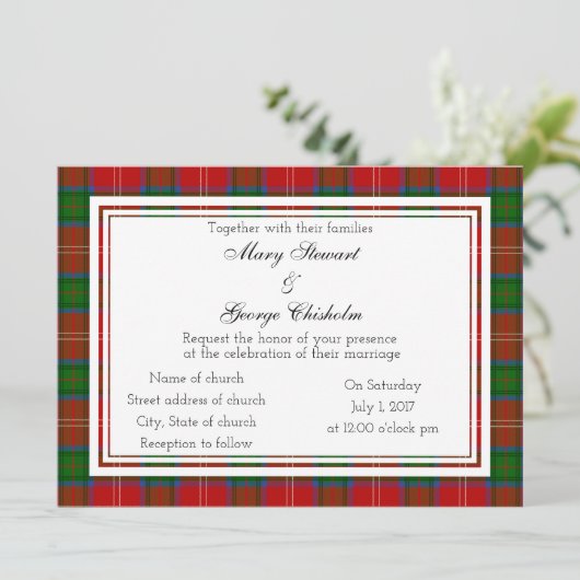 Chisholm Scottish Wedding Invitation Kaart (Staand voorkant)