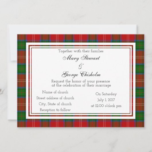 Chisholm Scottish Wedding Invitation Kaart (Voorkant)