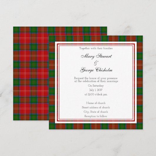 Chisholm Scottish Wedding Square Invitation Kaart (Voorkant / Achterkant)
